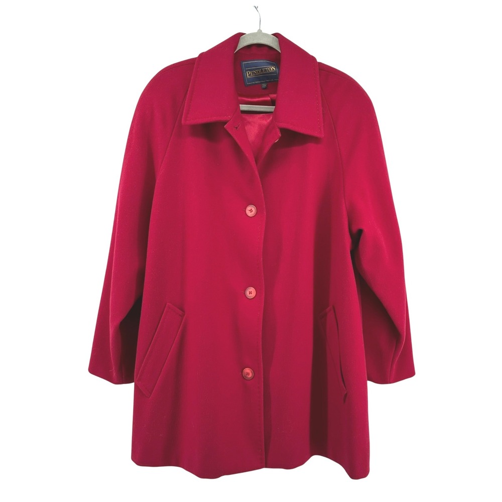 VTG Pendleton Wool Coat Women 20W Red Merino Wool Made in USA Old Money Preppy